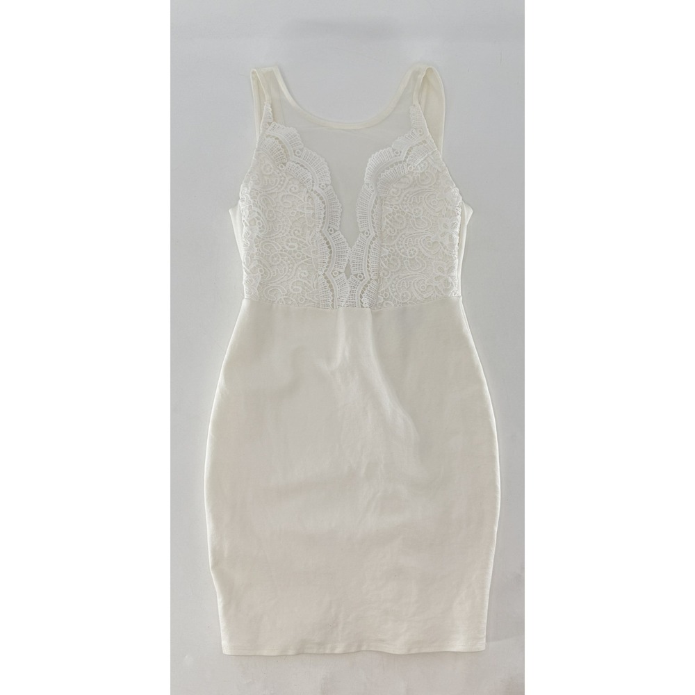 Lulus White Lace Bodycon Sleeveless Sheath Cocktail Party USA Wedding Event - Picture 4 of 14